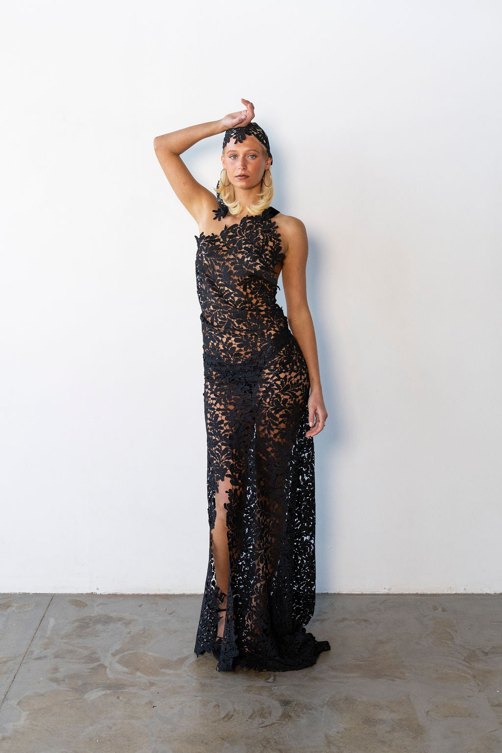 The Lucia Black Lace Gown