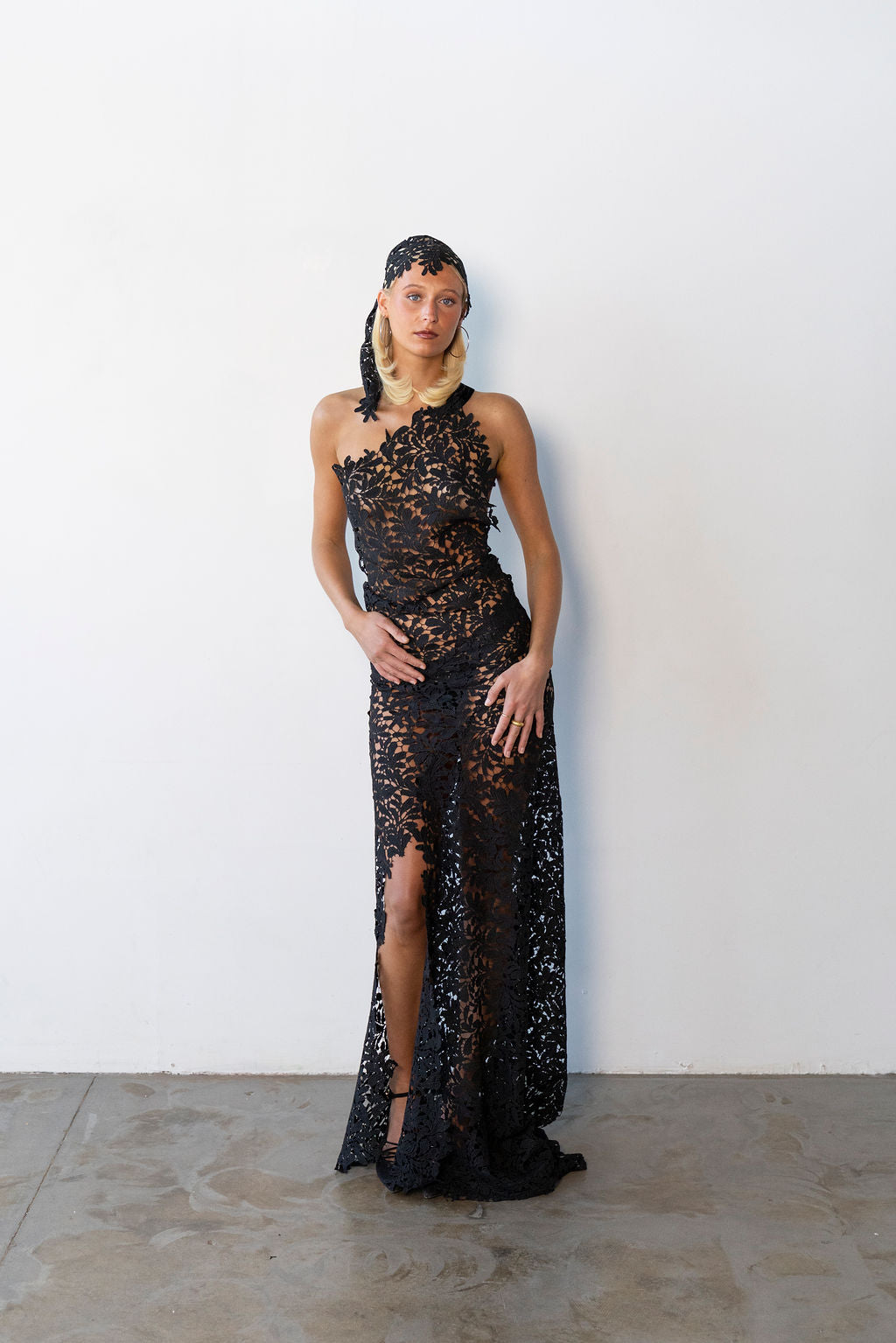 The Lucia Black Lace Gown